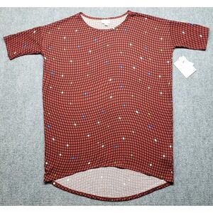 LulaRoe Irma Top Tunic Womens XS Multicolor Geometric Round Neck Short Sleeve